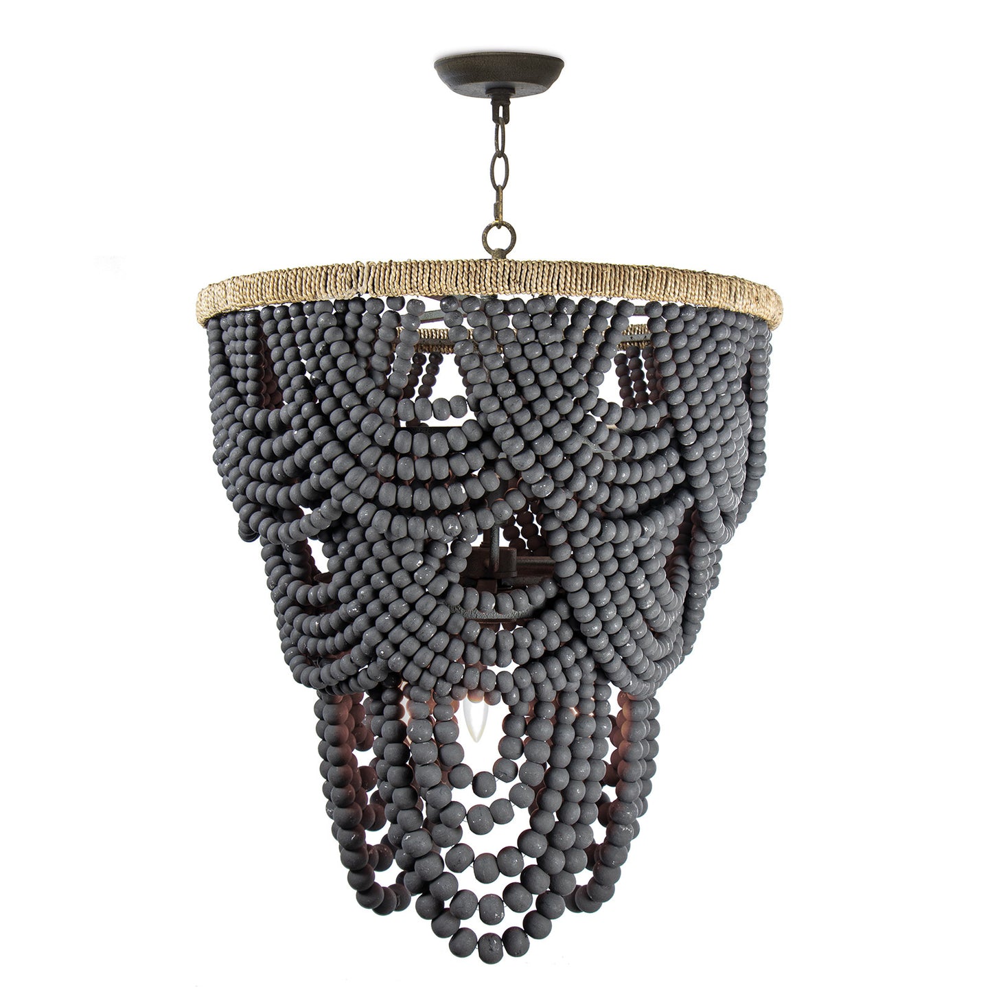 Lorelei Wood Bead Chandelier, Grey