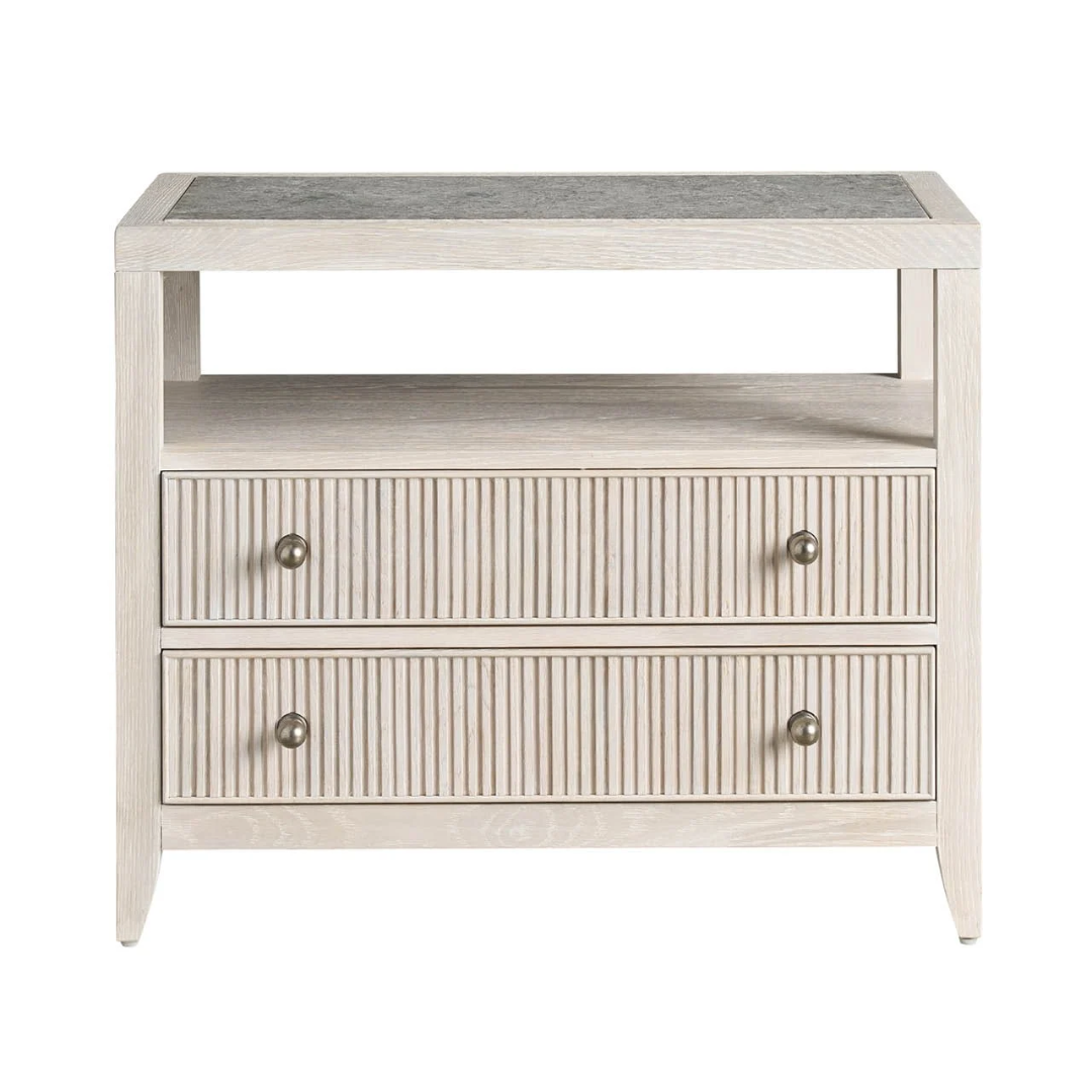 Carmen Two Drawer Nightstand, White Oak