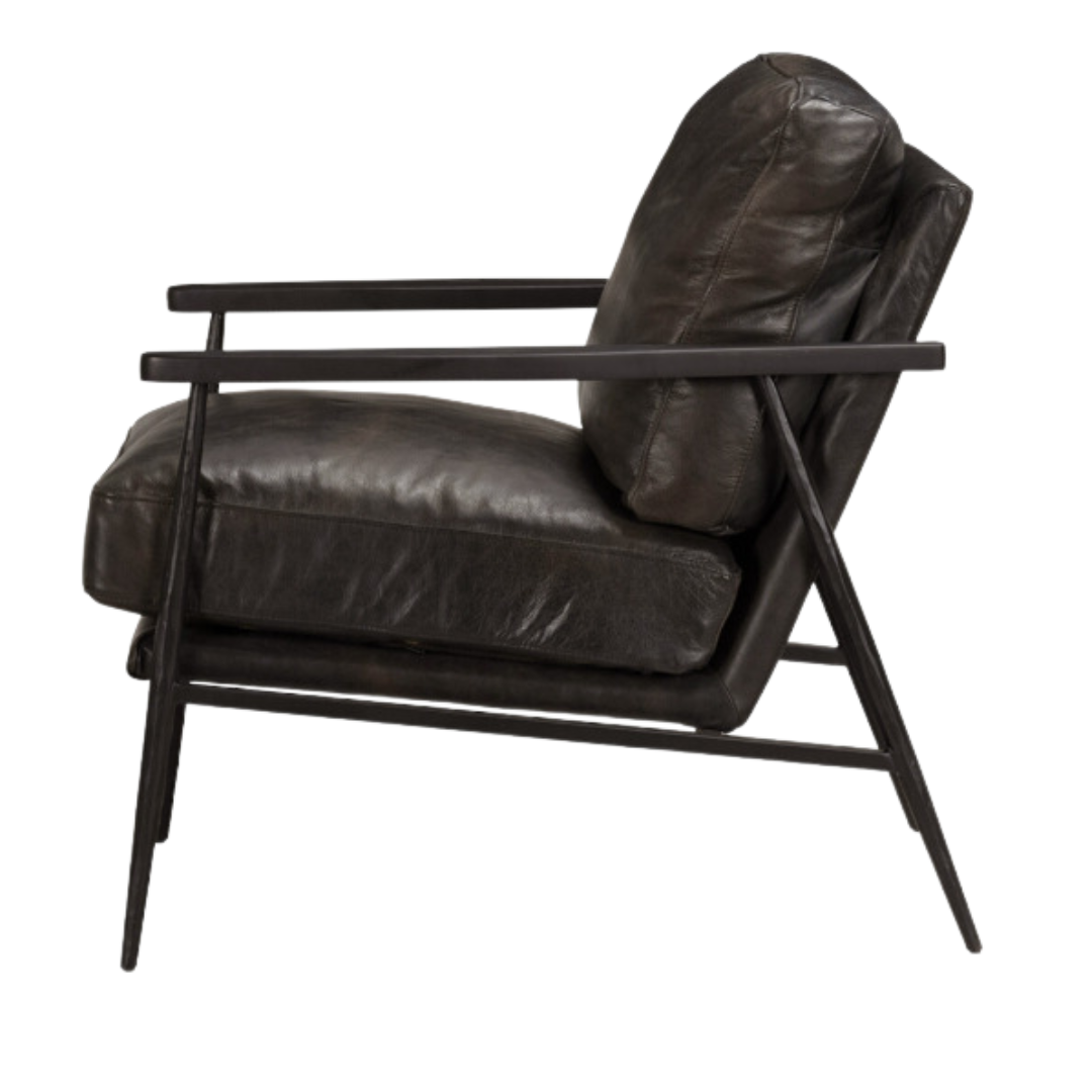 Christopher Club Chair, Leather - Black