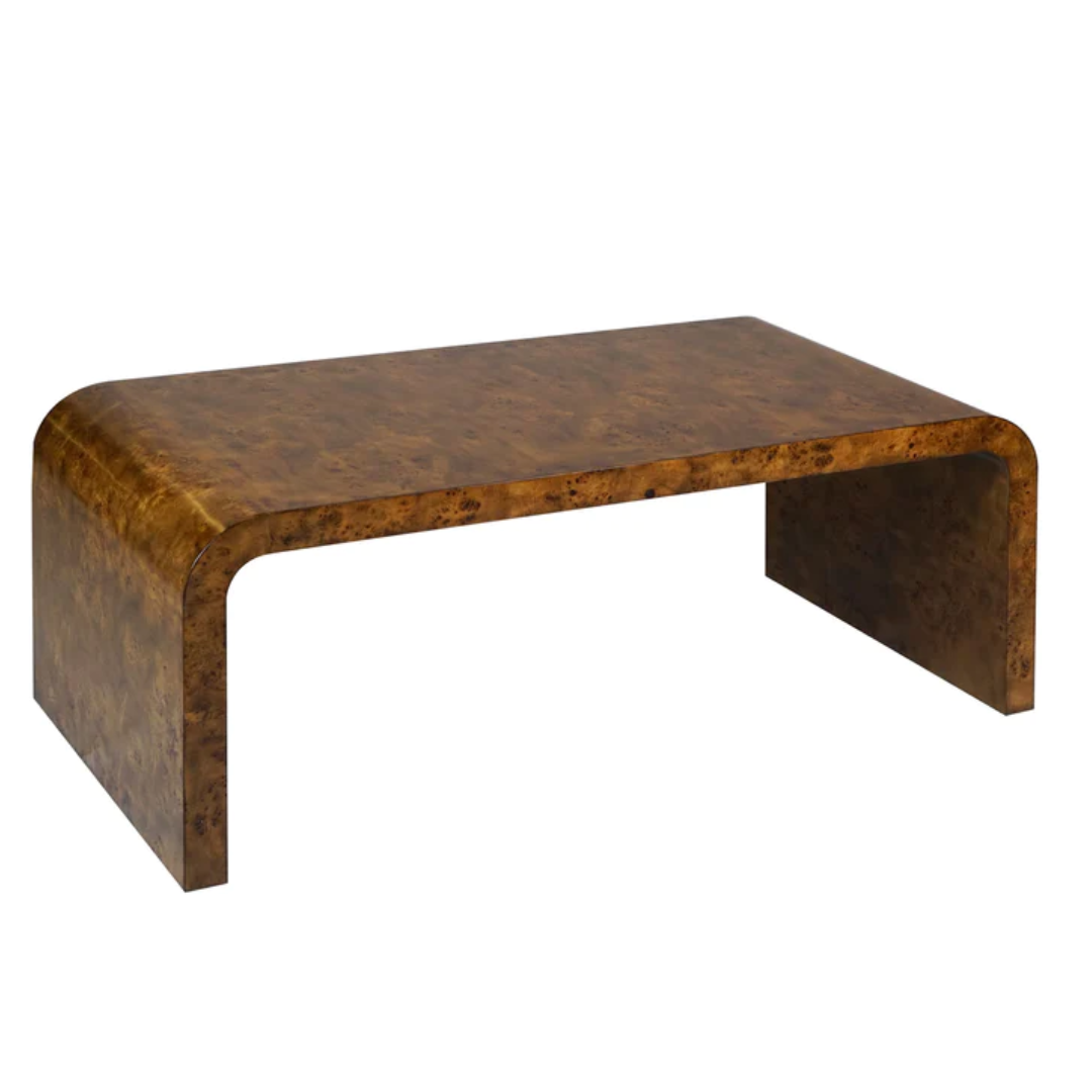 Newbury Burl Wood Coffee Table, Dark