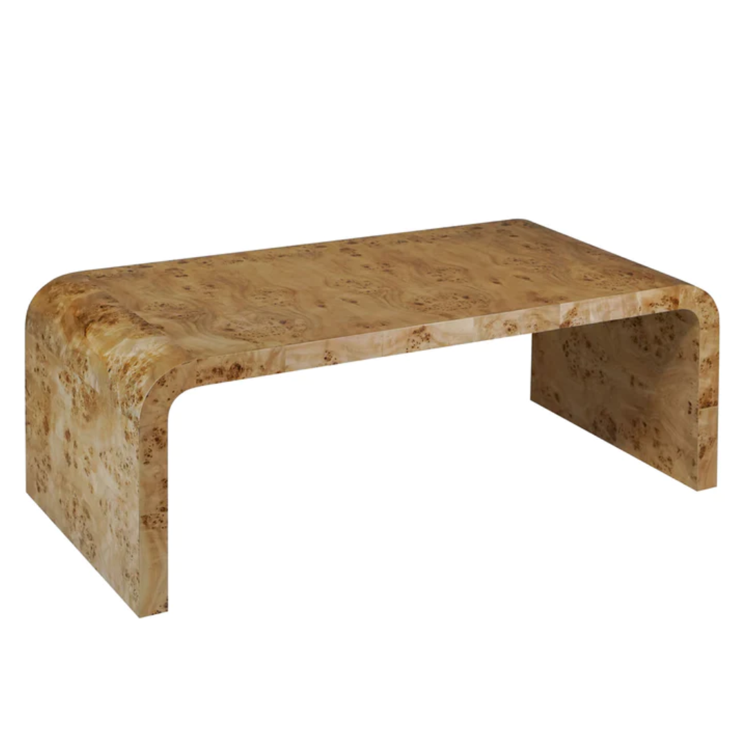 Newbury Burl Wood Coffee Table, Light