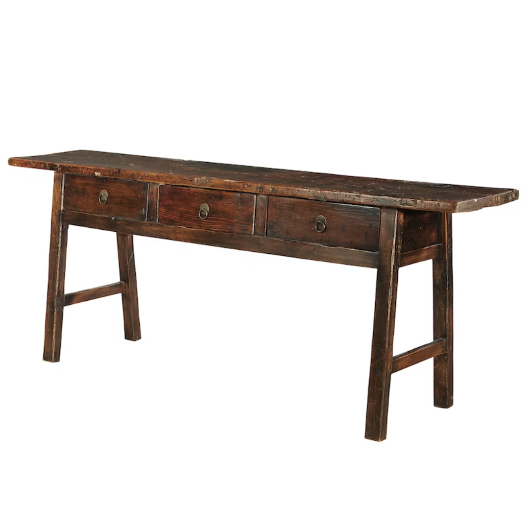 Butcher Console Table, Antique Brown