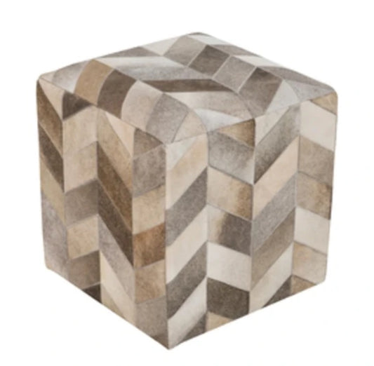 Appalachian Chevron Hide Pouf