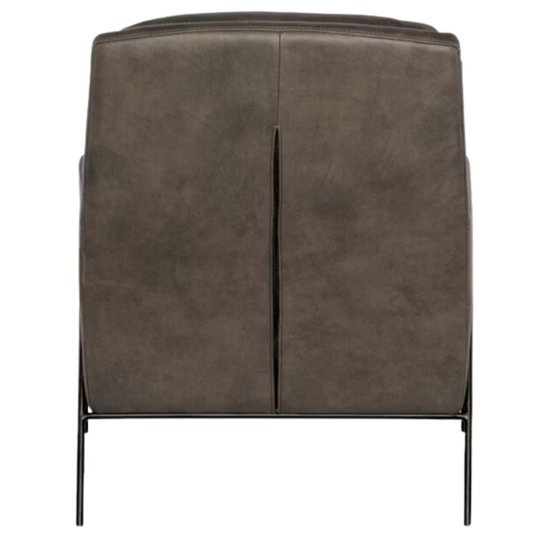 Amette Metal Frame Club Chair, Leather - Grey