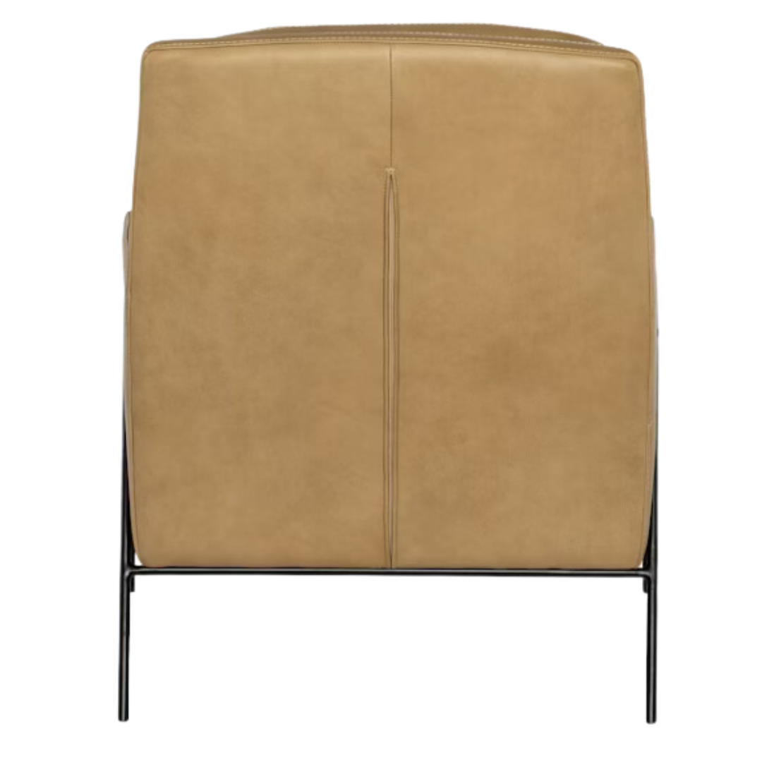 Amette Metal Frame Club Chair, Leather - Sand