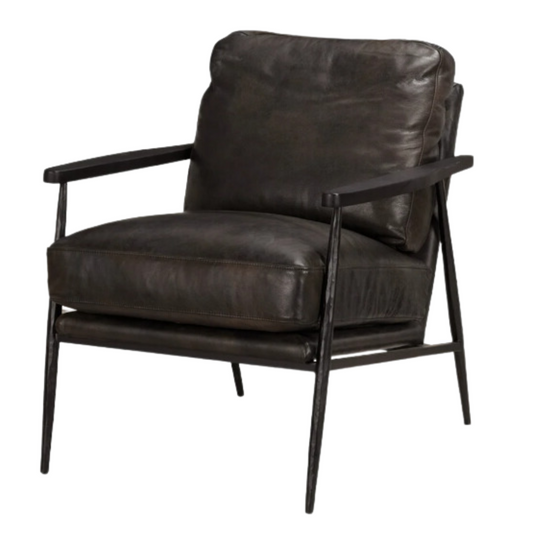 Christopher Club Chair, Leather - Black