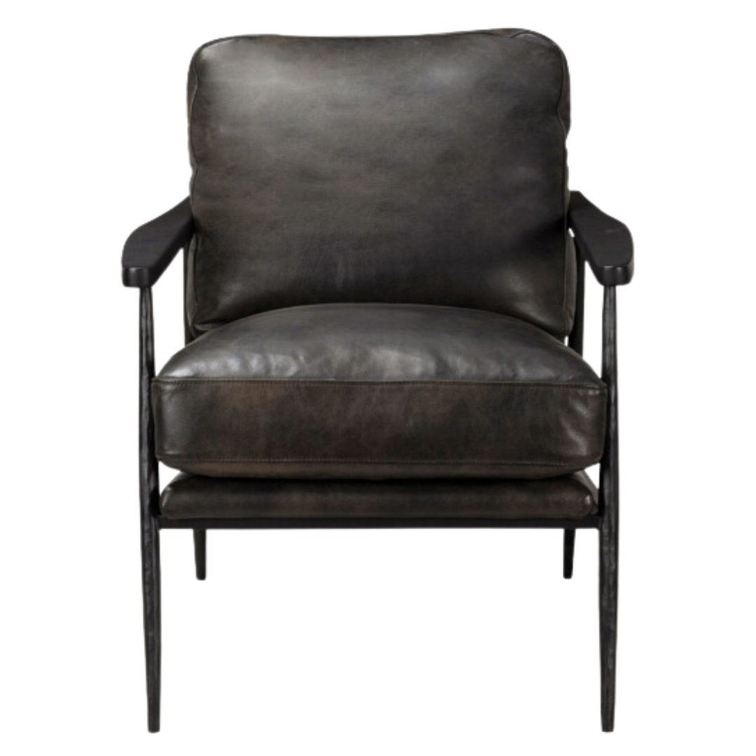 Christopher Club Chair, Leather - Black